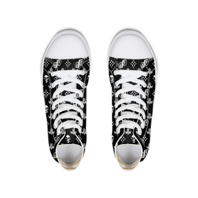 JPMonogram White on Black | hightop canvas shoes