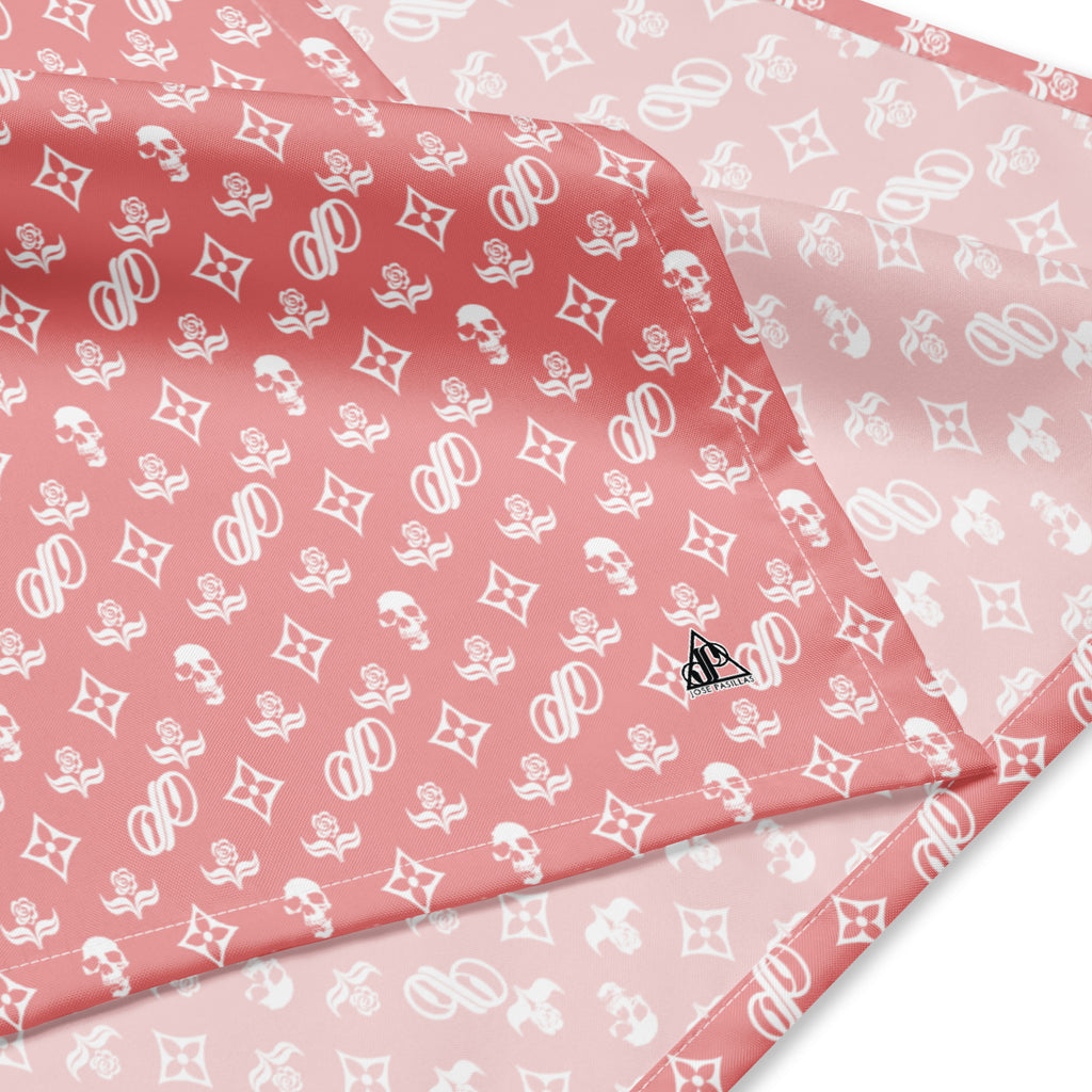 JPMonogram | white on pink bandana