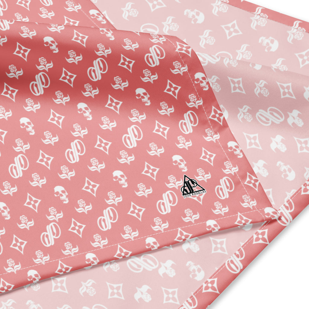 JPMonogram | white on pink bandana