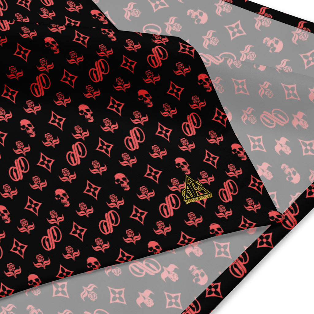 JPMonogram black on red bandana