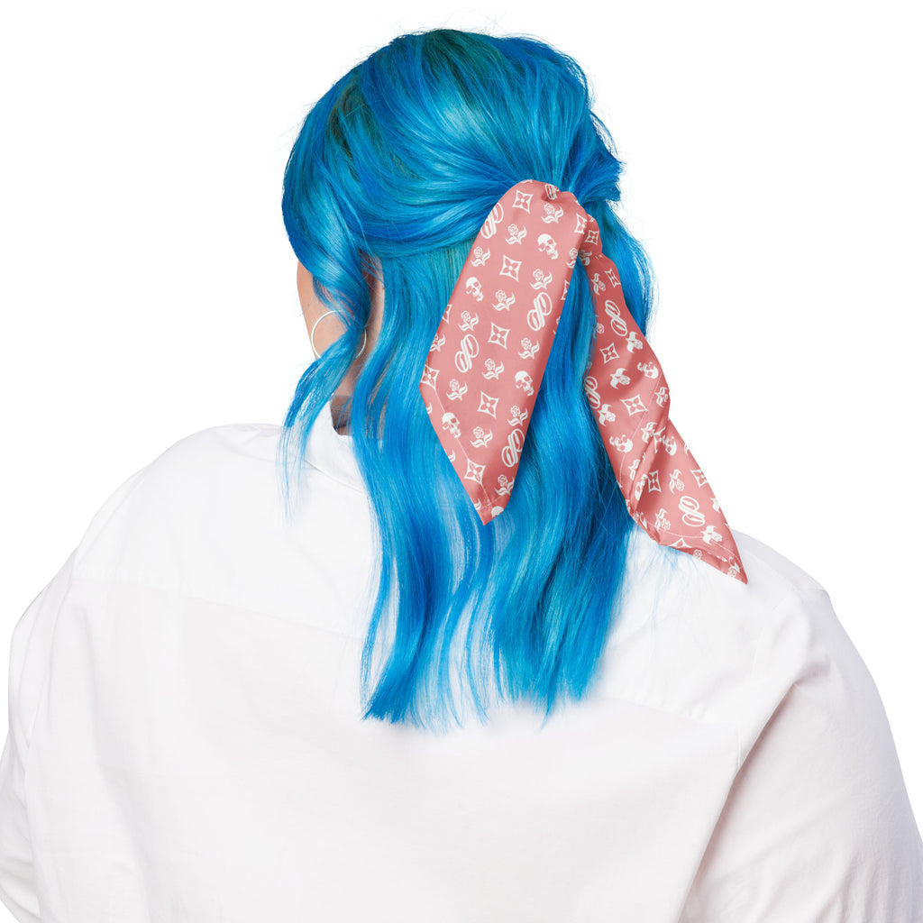 JPMonogram | white on pink bandana