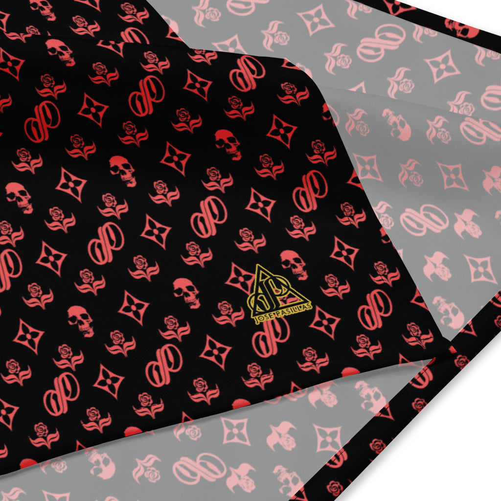 JPMonogram black on red bandana