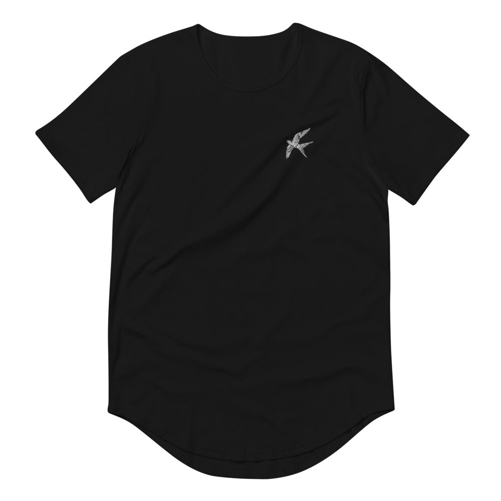 Love Bird | emroidered curved hem t-shirt