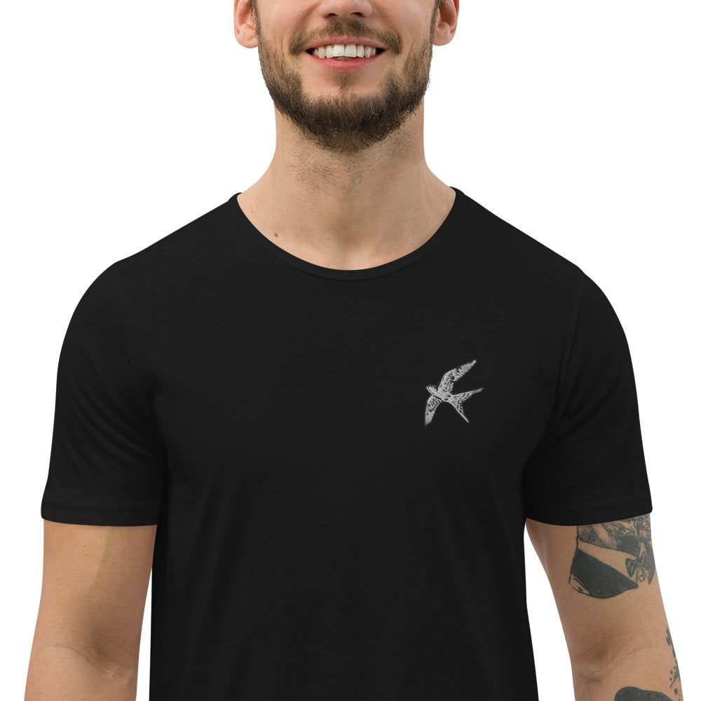 Love Bird | emroidered curved hem t-shirt