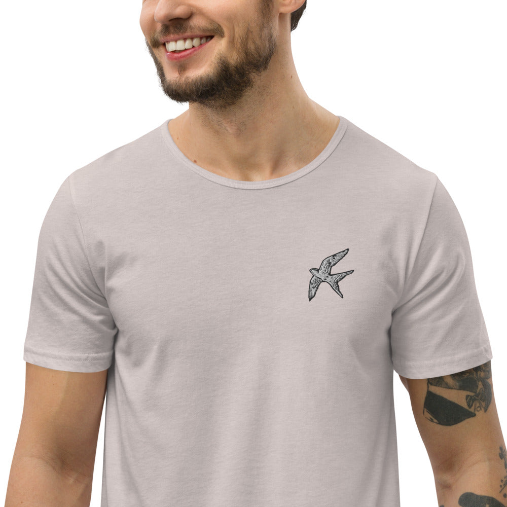 Love Bird | emroidered curved hem t-shirt